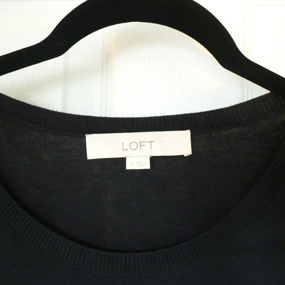 Loft Sweater Top Hi-Lo Sheer Peplum Trim Large - Picture 2 of 5